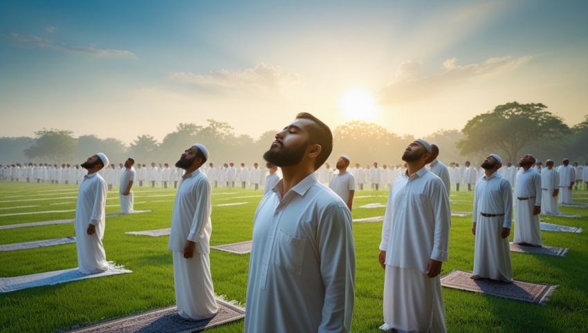 Jamaah shalat Idul Fitri di lapangan