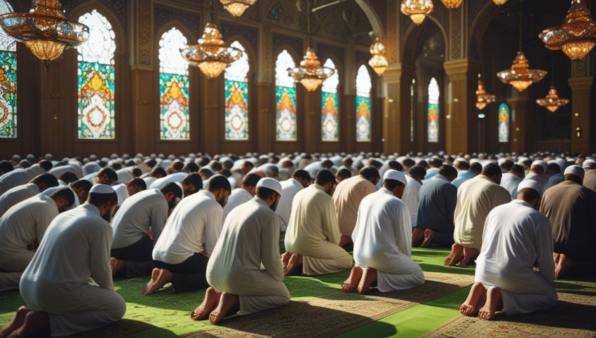 Ilustrasi umat Muslim melaksanakan sholat dzuhur