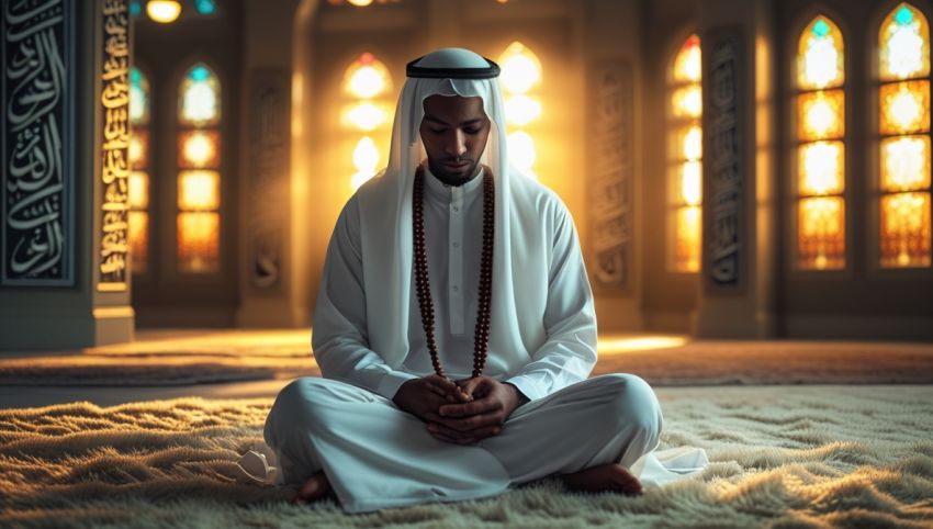 Seorang Muslim berdoa dengan khusyuk