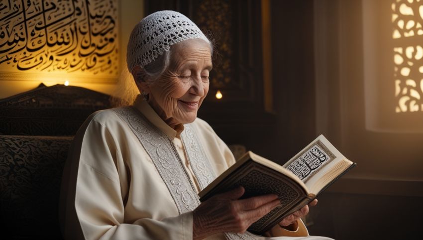 Lansia sedang membaca Al-Qur'an