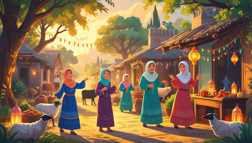 Ilustrasi umat Islam menyambut Idul Adha 2025 dengan semangat