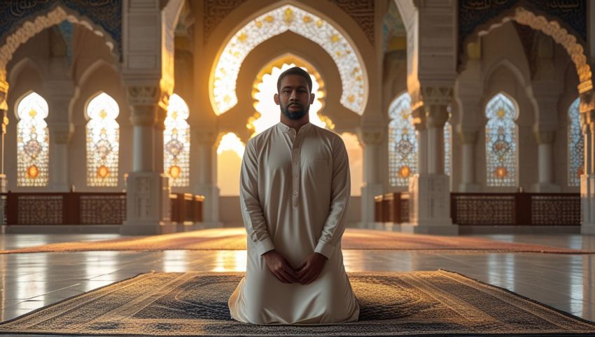 Ilustrasi orang melaksanakan sholat maghrib di masjid