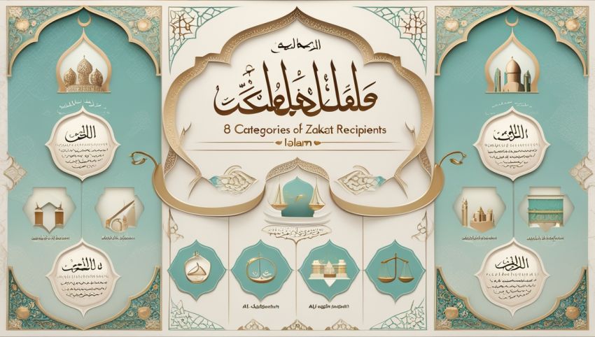 Ilustrasi delapan golongan penerima zakat dalam Islam