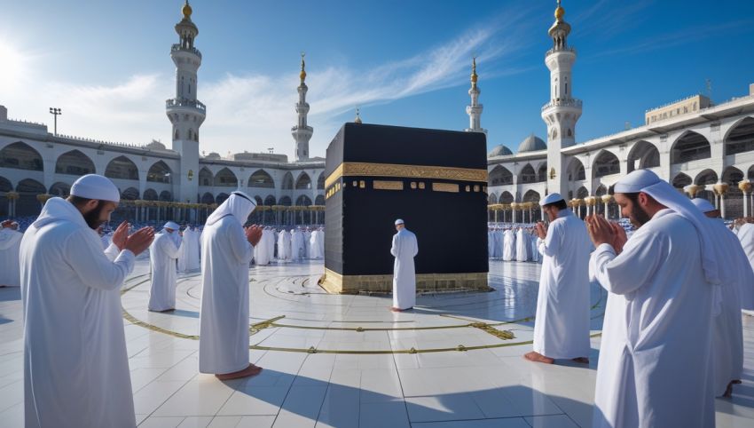 Ilustrasi jemaah umroh saat thawaf di Masjidil Haram